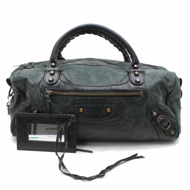 Balenciaga Twiggy 2way Boston Boston 859686 Green Leather Shoulder Bag