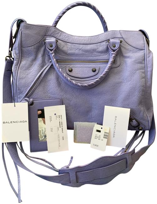 Balenciaga Velo Purple Leather Cross Body Bag