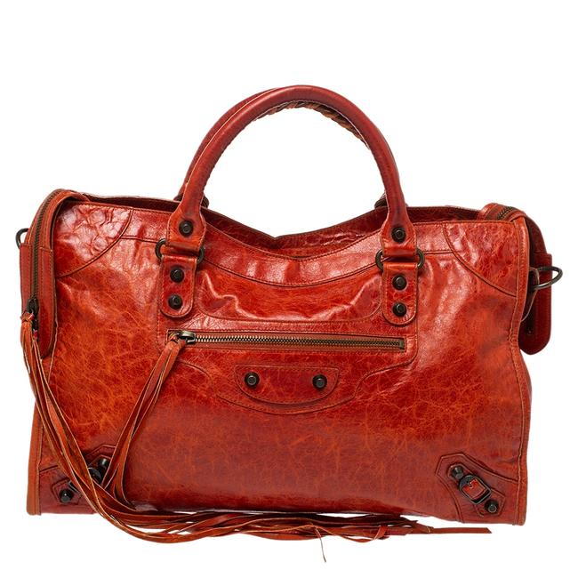 Balenciaga Vermillon Leather Classic City Rh Tote