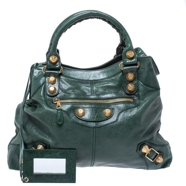 Balenciaga Vert Gazon Leather Ggh Brief Bag Tote