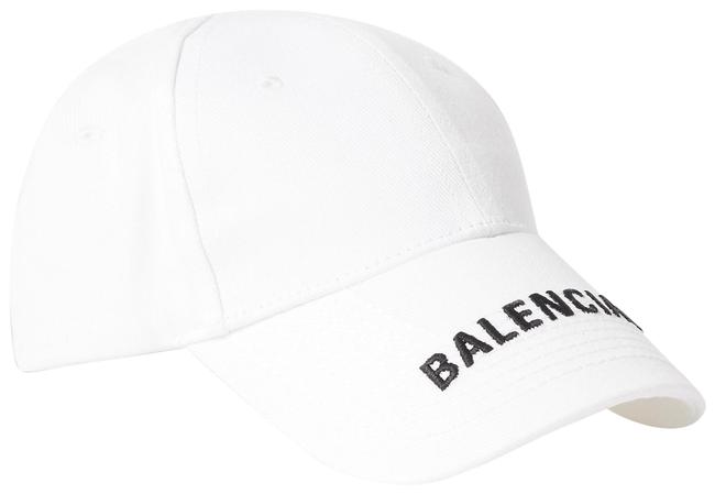 Balenciaga White Classic Baseball Cap with Embroidered Logo Hat