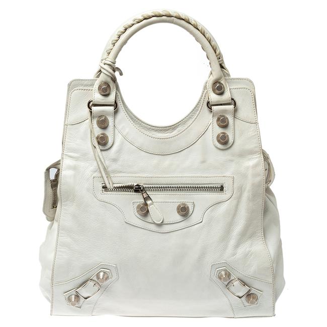 Balenciaga White Leather Gsh Folder Bag Tote