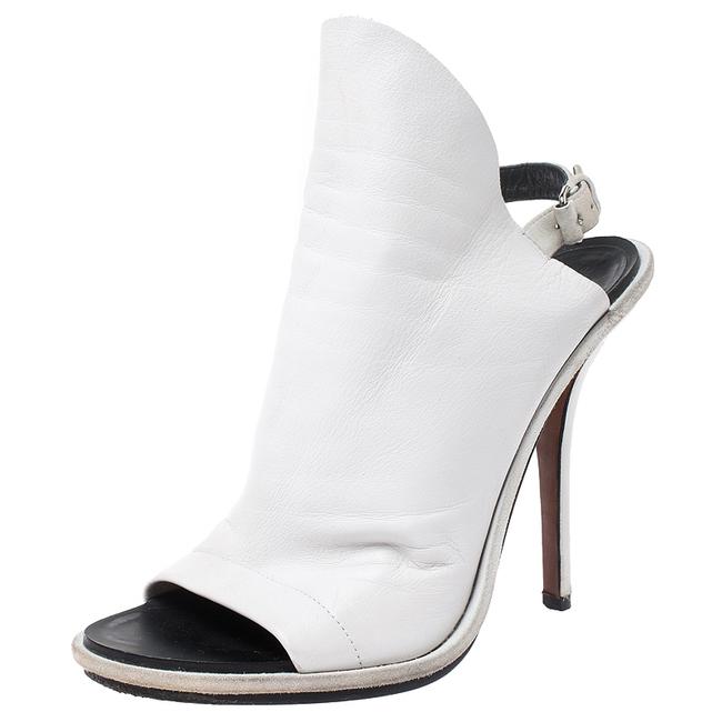 Balenciaga White Leather Open Toe Glove Slingback40 Sandals