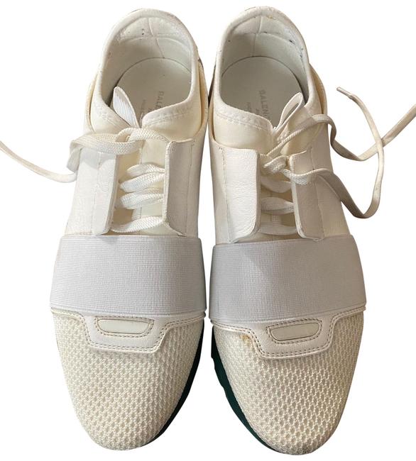 Balenciaga White Green Race Runner Sneakers