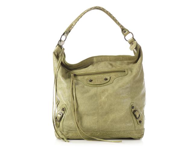 Balenciaga 2010 Classic Perforated Agneau Day Olive Green Lambskin Leather Hobo Bag