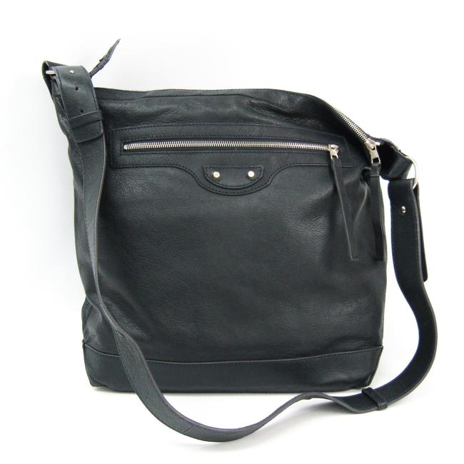 Balenciaga 272409 Gray Navy Leather Shoulder Bag