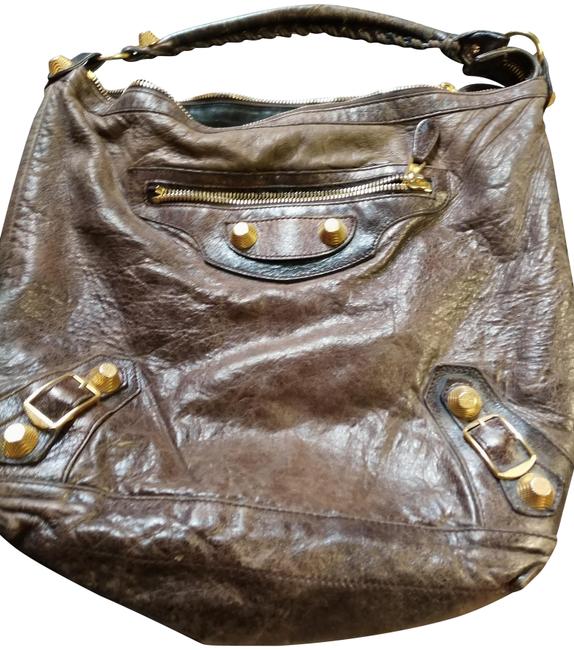 Balenciaga Augnea Giant 21 Day Brown Leather Hobo Bag