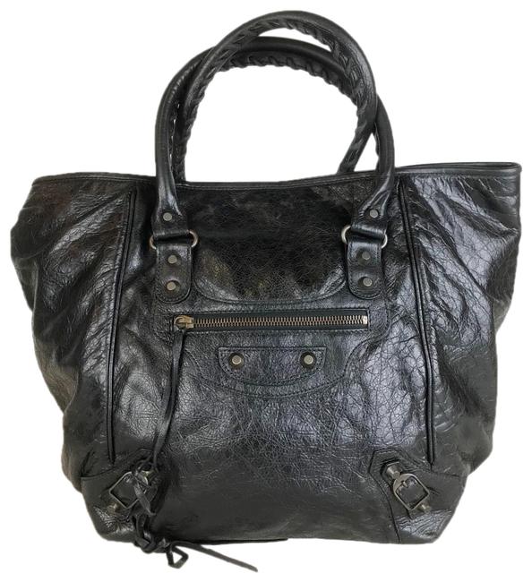 Balenciaga Bag Agneu Sunday Soft Sale Black Leather Tote