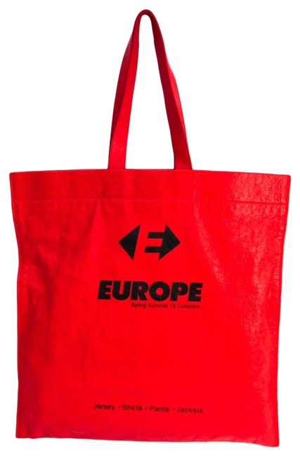 Balenciaga Bag Supermarket Shopper 508454 Unisex BlackRed Color Leather Tote