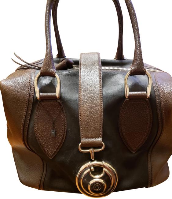 Balenciaga Black and Brown Leather Satchel