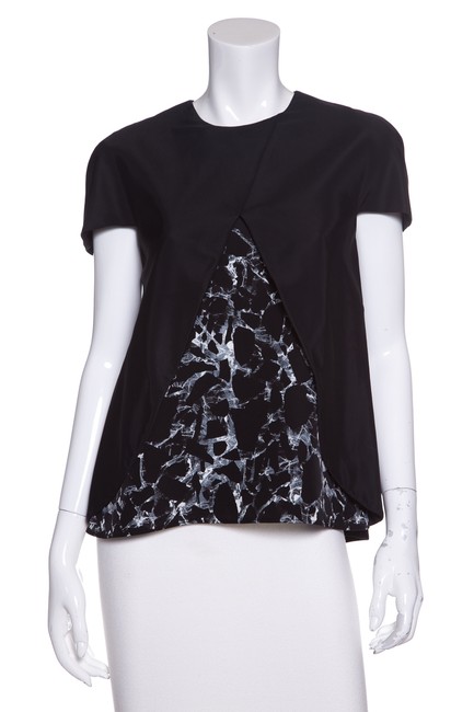 Balenciaga BlackWhite Crew Neck Cap sleeve Blouse6 S