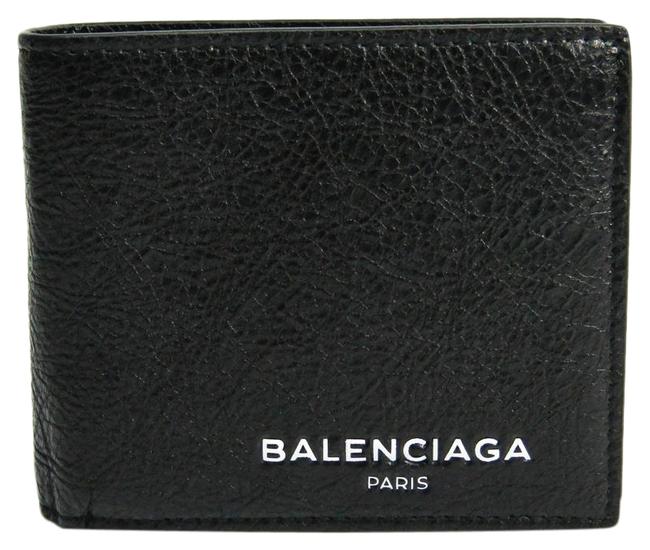 Balenciaga Black Explorer Square 504934 Unisex Leather Bi fold Wallet