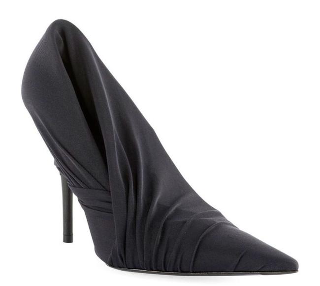 Balenciaga Black Jersey Heels Drape Knit Pumps