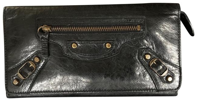 Balenciaga Black Long Leather Bifold Wallet