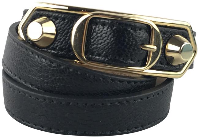 Balenciaga Black Metallic Edge Double Tour Wrap Bracelet