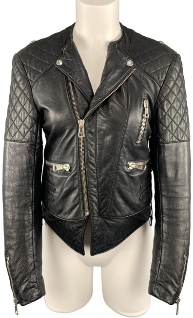 Balenciaga Black Quilted Leather Biker Moto Jacket8 M