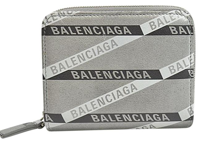 Balenciaga BlackWhite Silver Leather Bi fold Ladies 52234a Wallet