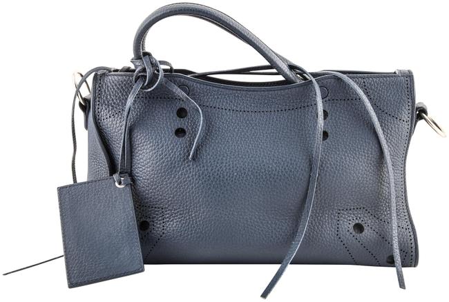 Balenciaga Blackout City Navy Leather Shoulder Bag