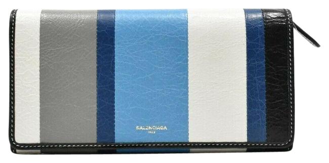 Balenciaga Blue Grey Bazar Striped Wallet