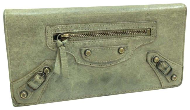 Balenciaga Blue Long Lether Bifold Gray Wallet