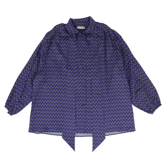 Balenciaga Blue Paisley Blouse Shirt Button down Top6 S