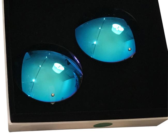 Balenciaga Blue Reflective Clip On Earrings