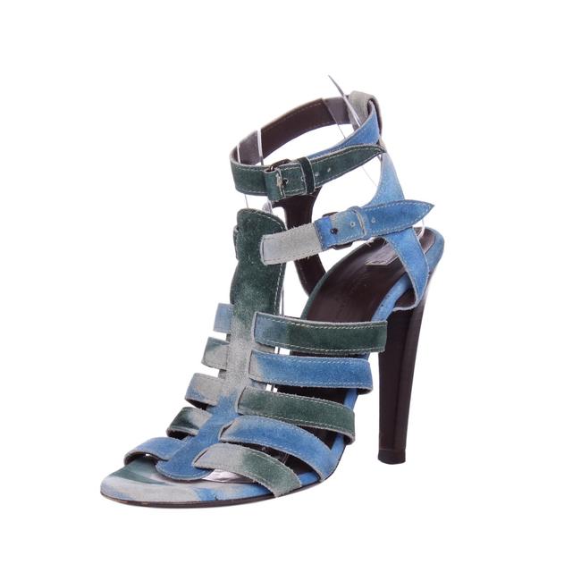 Balenciaga Blue Suede Tie dye Strappy Sandals