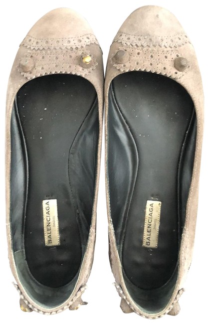 Balenciaga Brown Ballerina Suede Dark Taupe Flats
