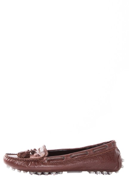 Balenciaga Brown Leather Driving Loafers Flats
