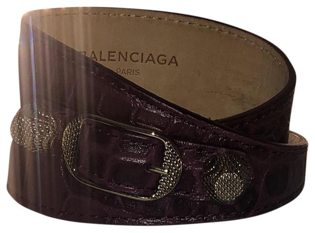 Balenciaga BurgundyPurple Crocodile Embossed Leather Only Used Once Bracelet