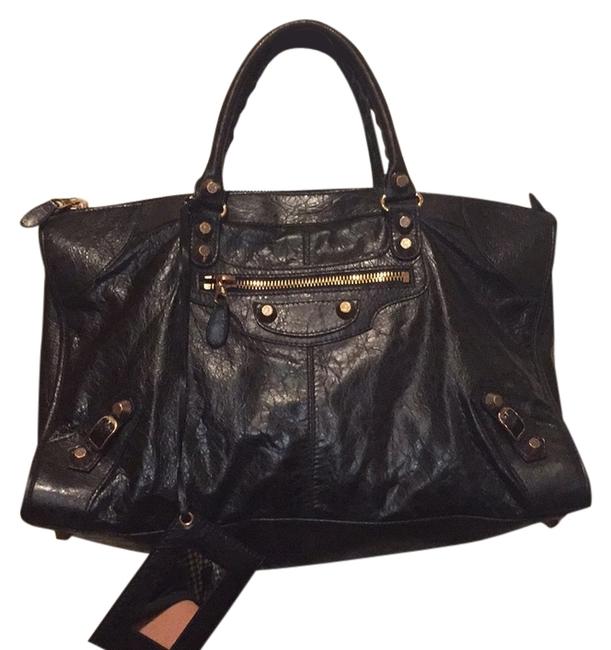 Balenciaga City Black Distressed Leather Satchel