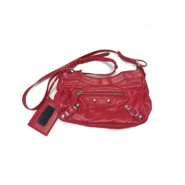 Balenciaga City Red Lambskin Leather Cross Body Bag