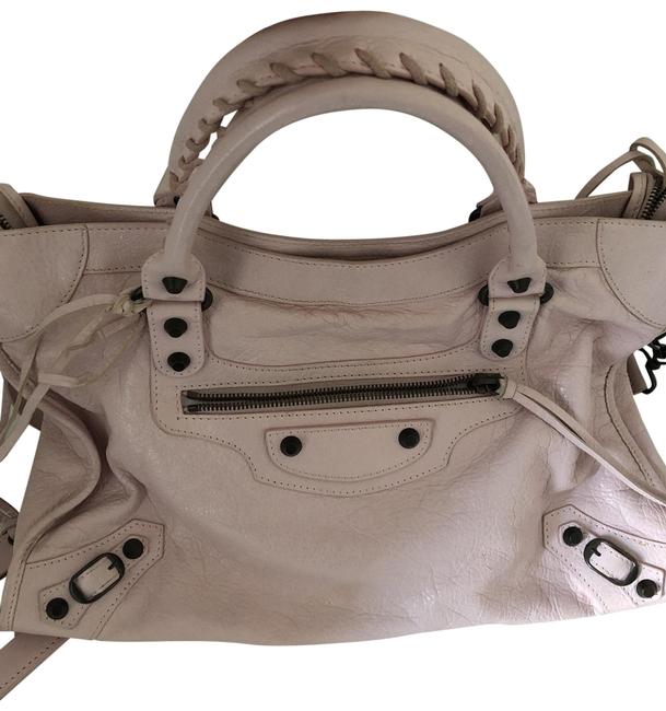 Balenciaga City Rose Poudre Lambskin Leather Satchel