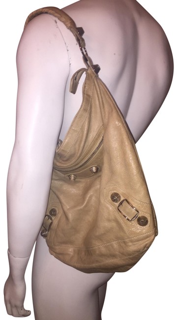 Balenciaga City Tan Goat Skin Leather Shoulder Bag