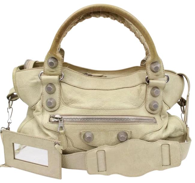 Balenciaga City with Giant 21 Silver Hardware Praline Leather Satchel