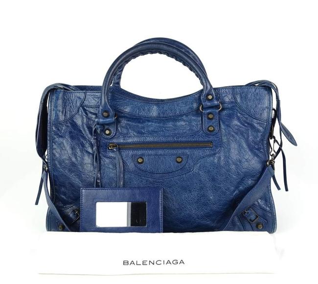 Balenciaga Classic Agneau City Blue Leather Tote