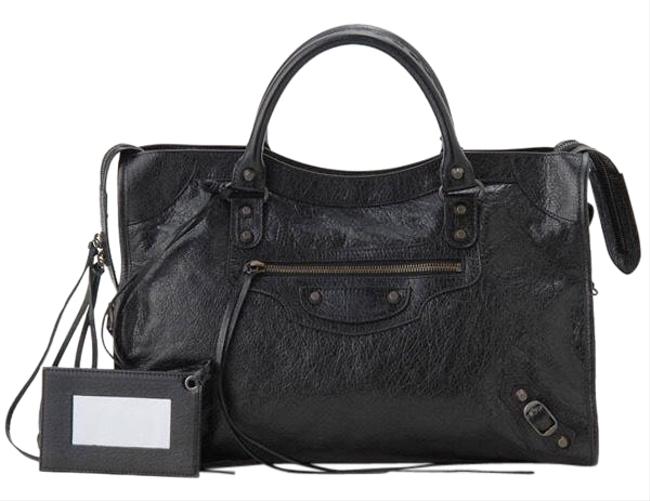 Balenciaga Classic City Black Lambskin Leather Satchel