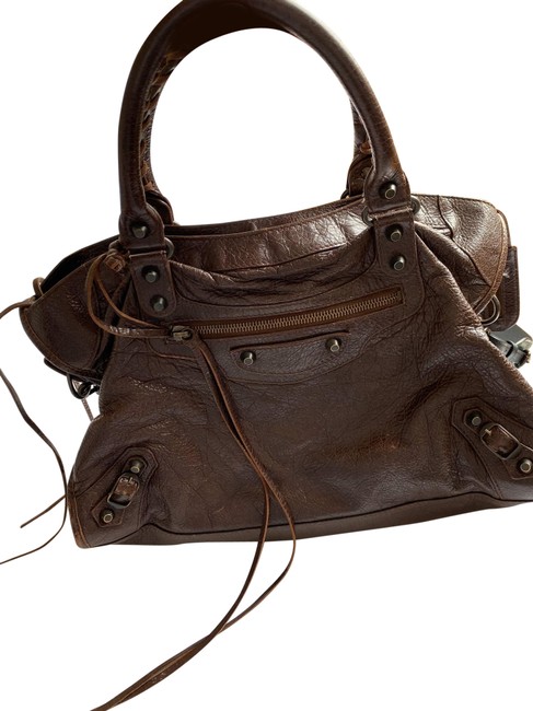 Balenciaga Classic City Brown Lambskin Leather Satchel