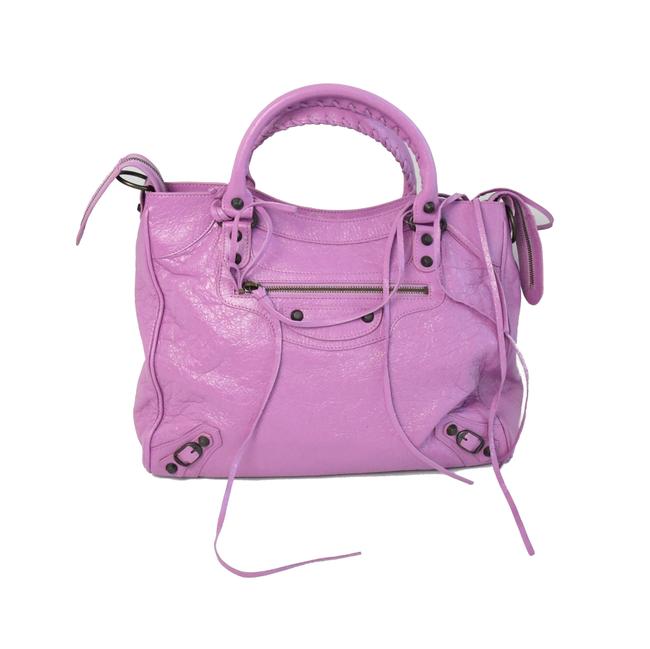 Balenciaga Classic City Dark Studs Small Leather Pink Satchel