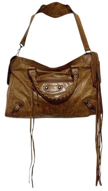 Balenciaga Classic City In Tan Brown Leather Satchel