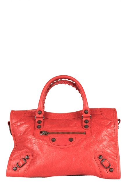 Balenciaga Classic City Motocross Red Leather Shoulder Bag