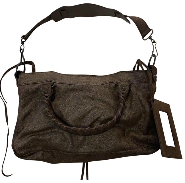 Balenciaga Classic City Shiny Brown Leather Shoulder Bag