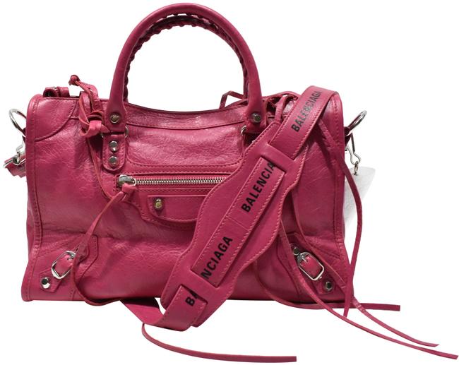 Balenciaga Tote Classic City Small with Logo Strap Rose Leather Shoulder Bag