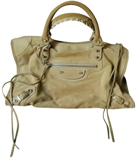 Balenciaga Classic City Tan Suede Leather Shoulder Bag
