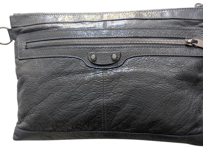 Balenciaga Classic Clip Grey Lambskin Leather Clutch