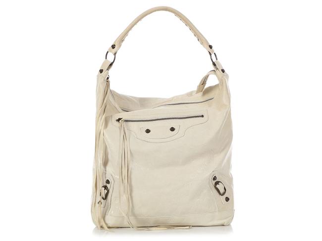 Balenciaga Classic Day Ivory White Leather Hobo Bag