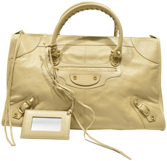 Balenciaga Bag Classic Gold Work Beige Leather Tote