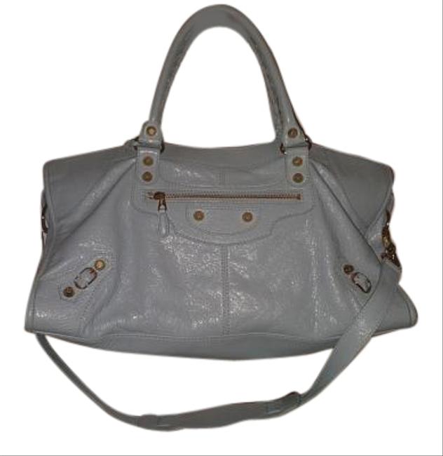 Balenciaga Classic Weekender Baby Blue Lambskin Shoulder Bag