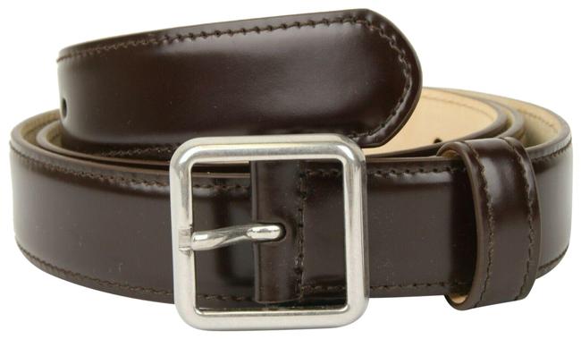 Balenciaga Dark Brown W Leather WAged Silver Buckle 9538 460333 2600 Belt