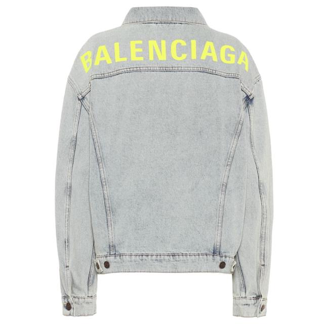 Balenciaga Denim Neon Logo Embroidered Overd Jacket16 XL, Plus 0x